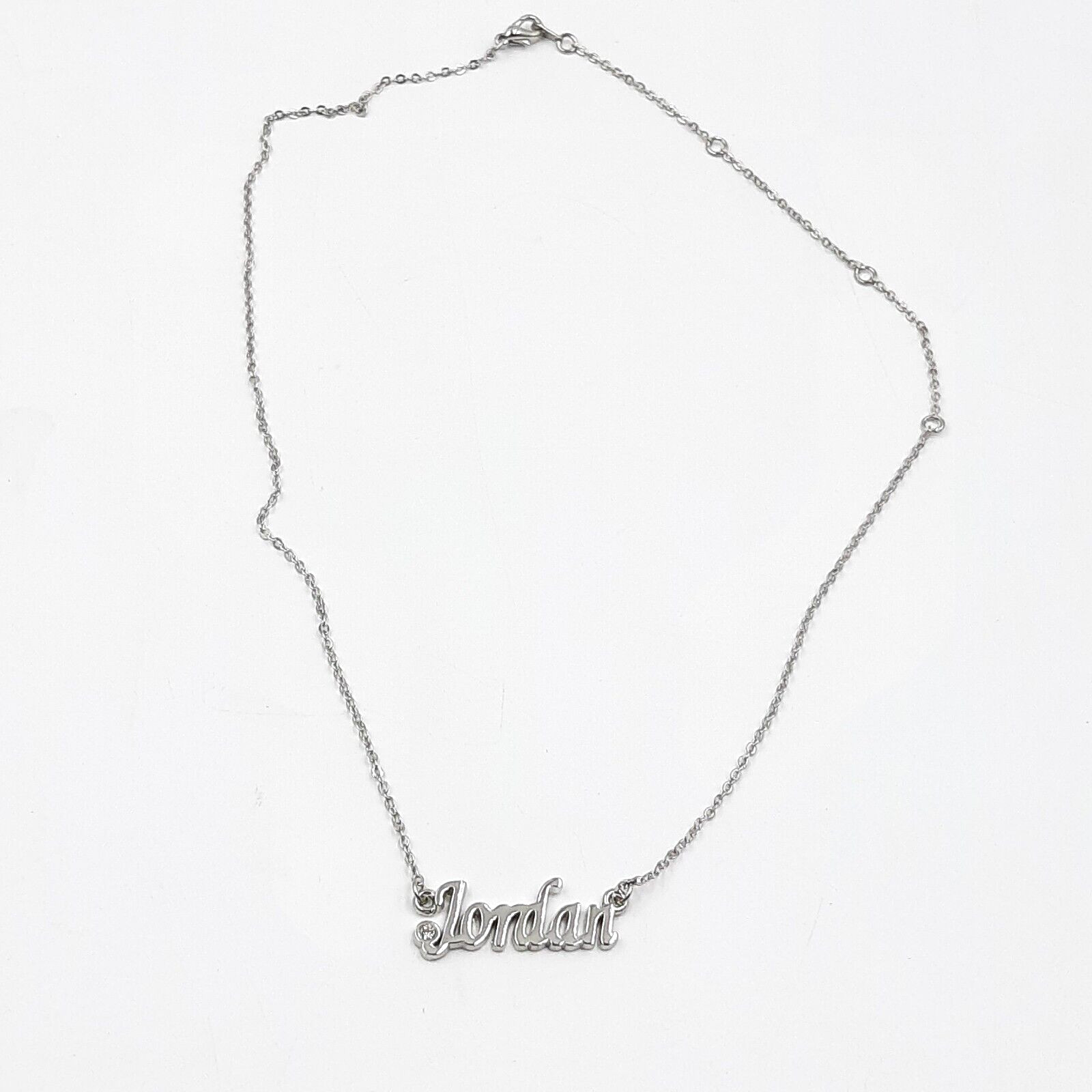Stravina Women’s Silver Tone Personalized Name Jordan Polished Charm Necklace