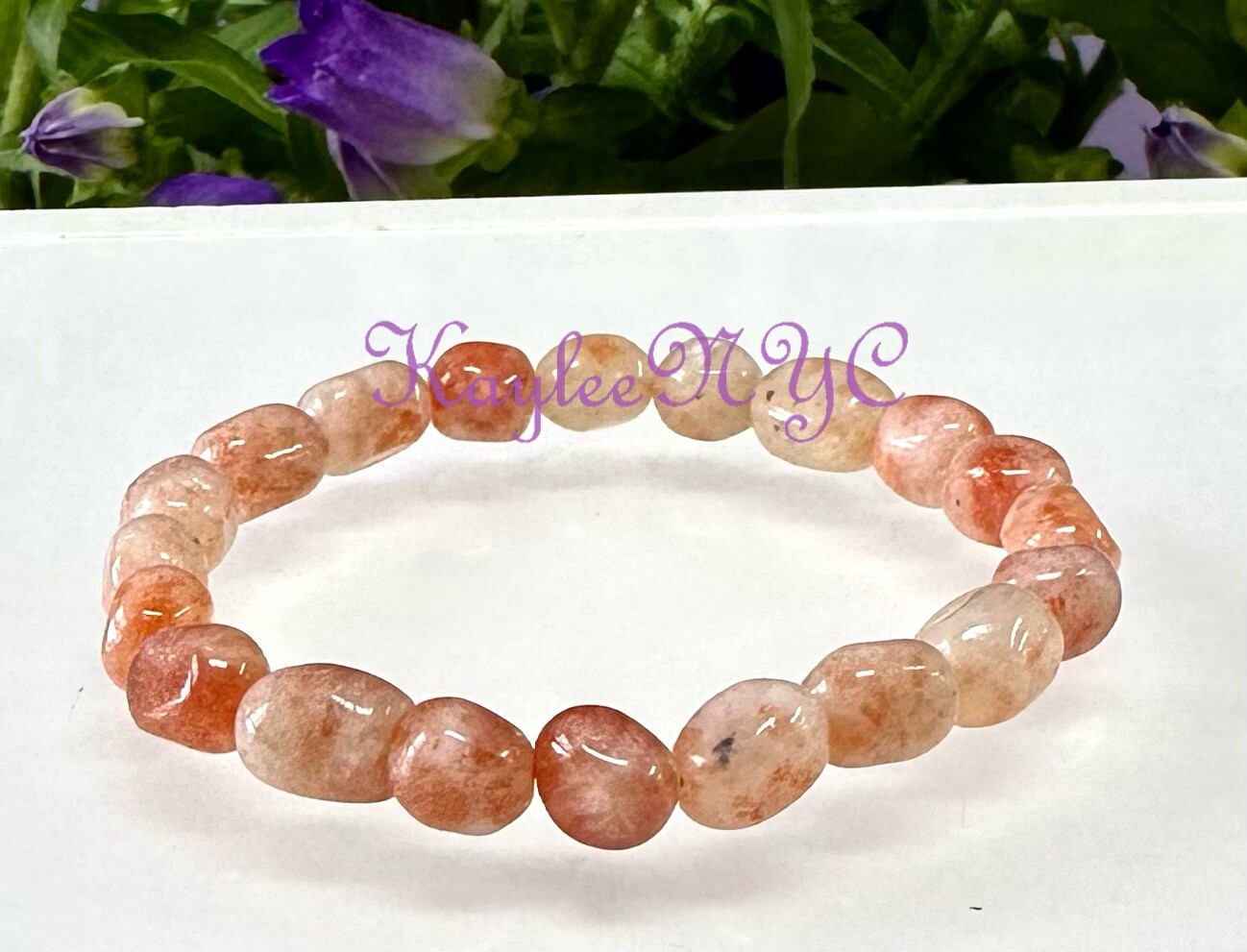 Wholesale 6 Pcs Natural Sunstone Tumble 7.5” Crystal Bracelet