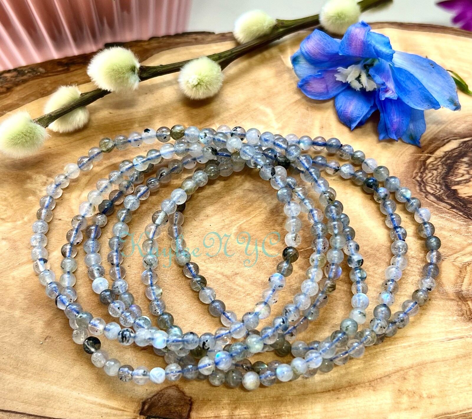 Wholesale Lot 6 Pcs Natural Labradorite 4mm 7.5” Crystal Stretch Bracelet