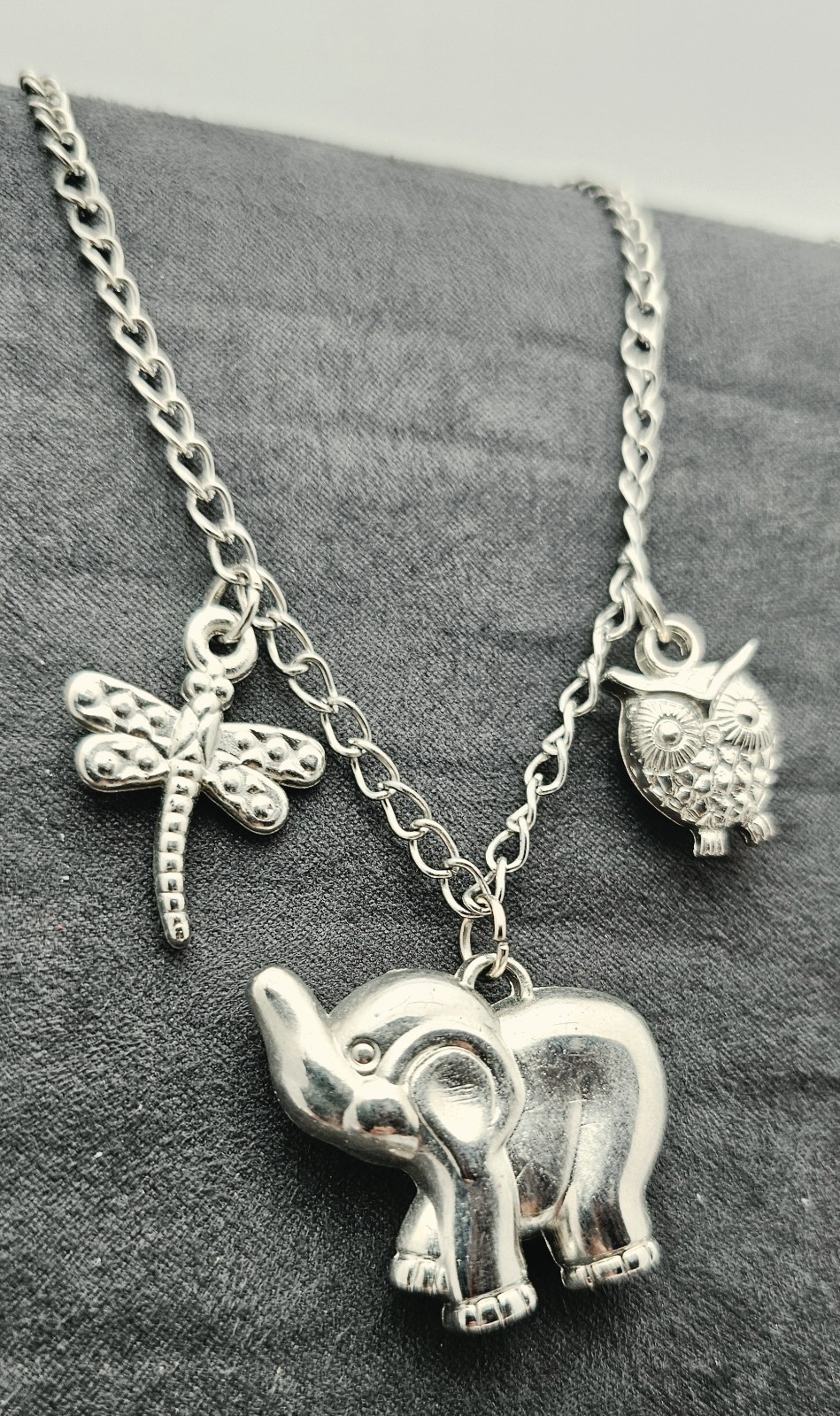 Silver Tone Charm Jewelry Set Bundle Lot 4 Friendship Moon Necklace Animal Theme