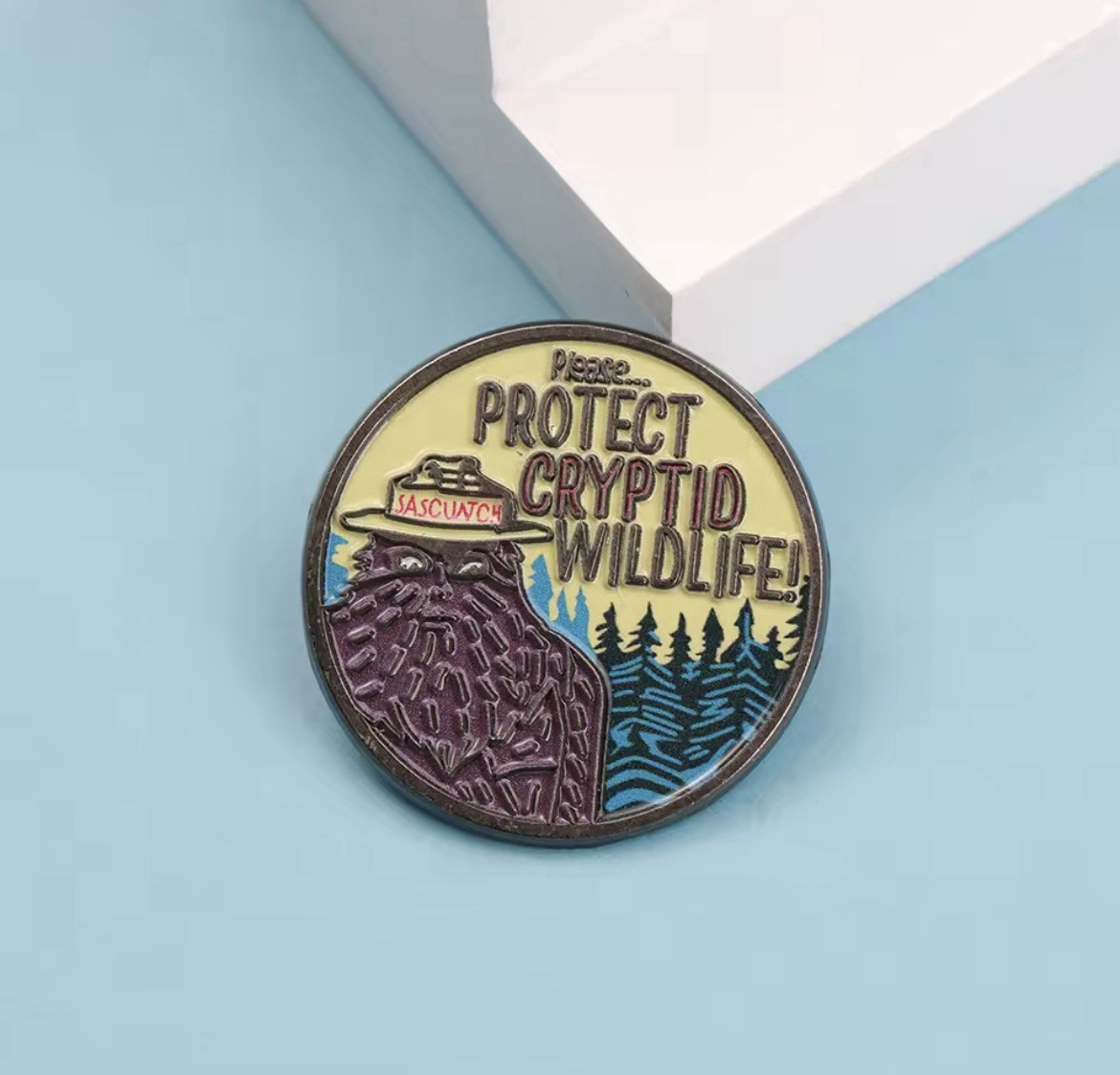 Cryptid Wildlife Style 1pc Rubber Backer Protect Cryptid Funny Pin FREE SHIPPING