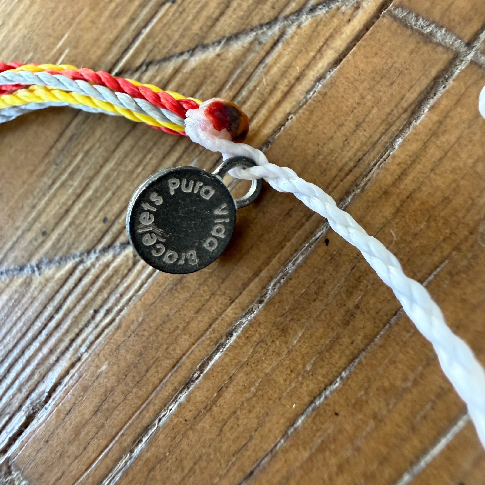 Pura Vida NWOT Multi-Strand String Bracelet Red Yellow Grey White Silver P Charm