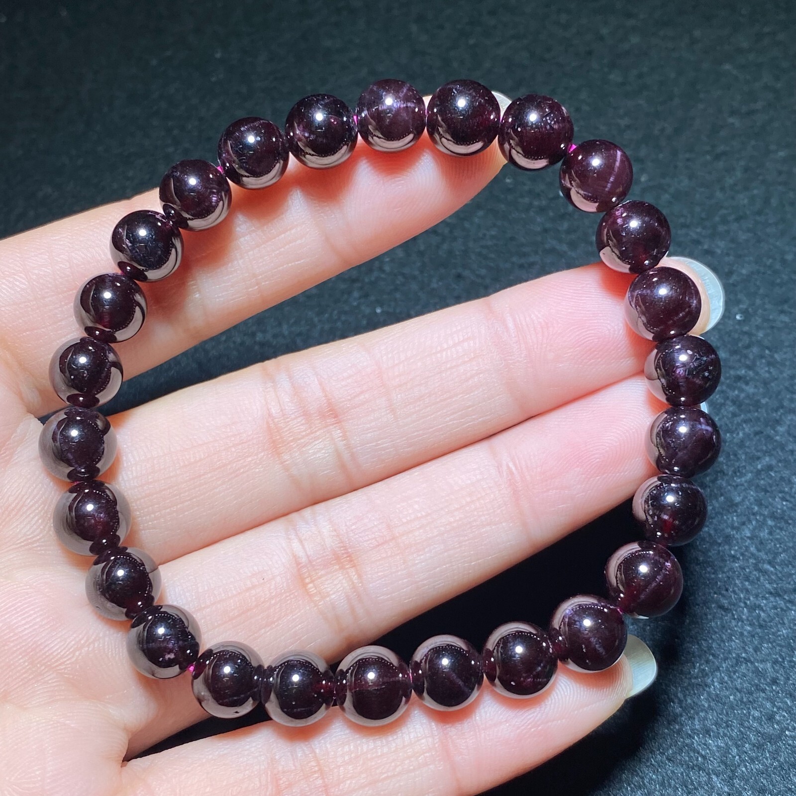 7.8mm Natural Red Starlight Garnet Crystal Beads Bracelet AAAA C1491