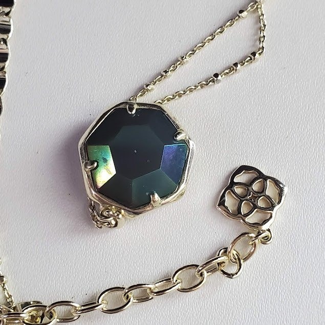 Kendra Scott Cynthia Multi-Strand Necklace Iridescent Slate Drusy in Gold Plate
