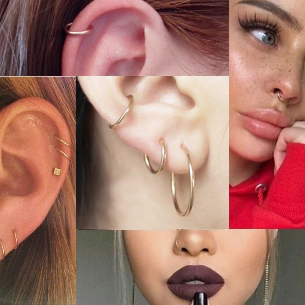 5Pcs Stainless Steel 16G 18G Sleeper Hoop Earrings for Women Men Septum Hinge…