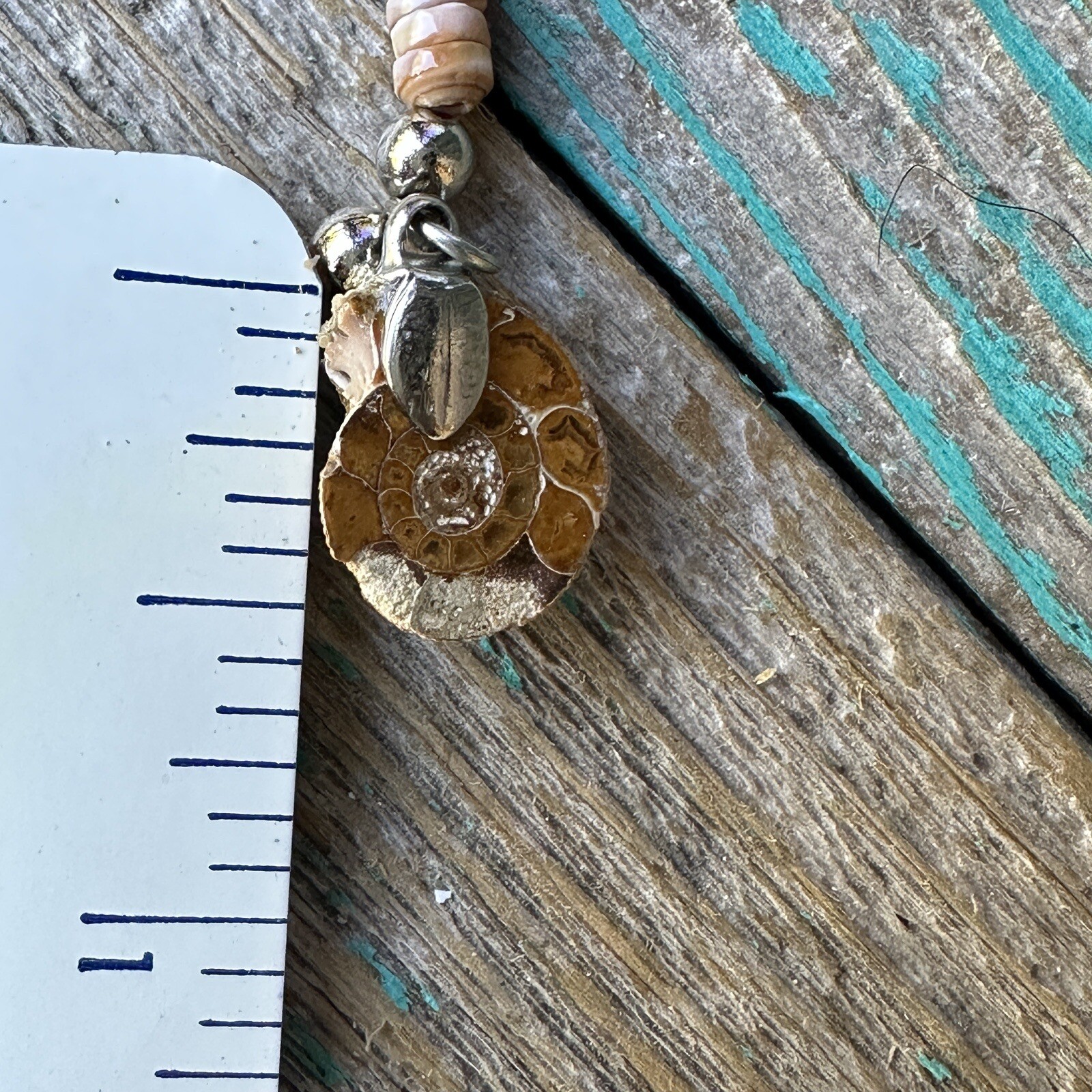 Ammonite Stone Shell Fossil Pendant Necklace 18 Inch Agate Beach Boho Hippie