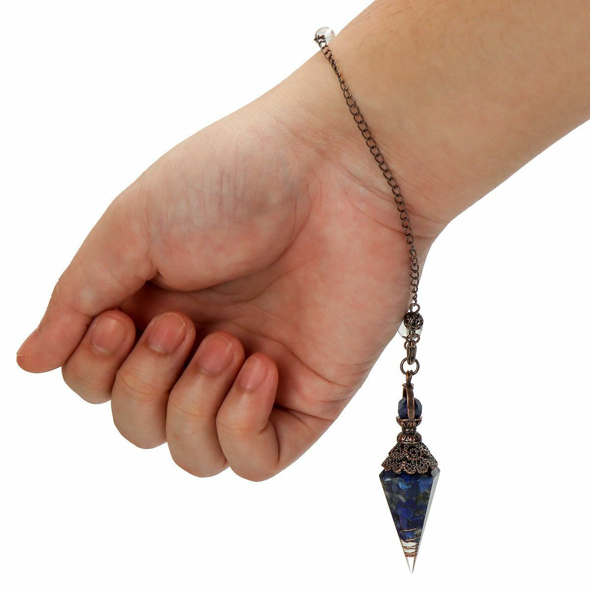 Quartz Natural Crystal Pendulum Healing Chips Stone Reiki Chakra Chain Pendant
