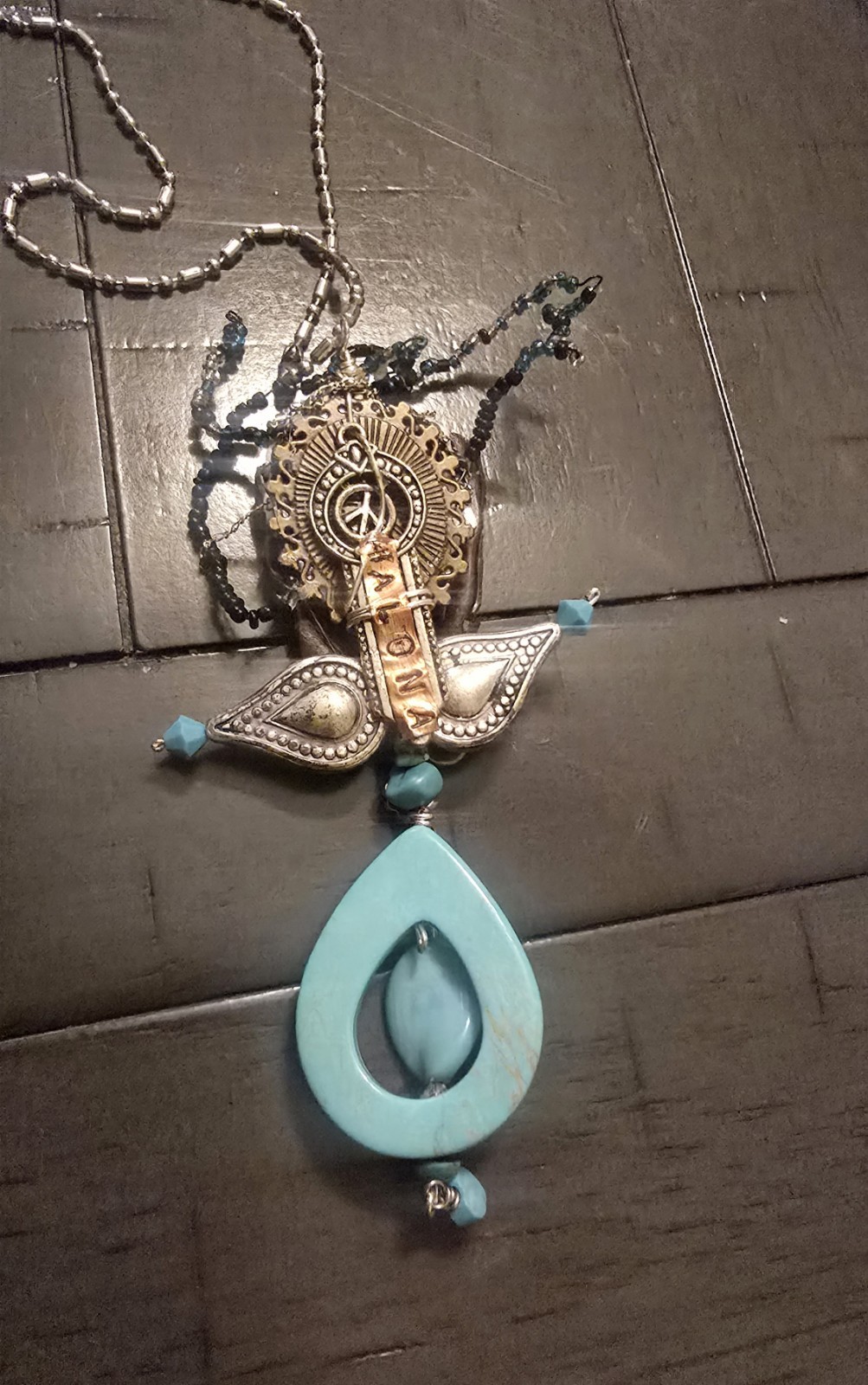 handcrafted assemblage art necklace, polymer clay . #gothic #steampunk