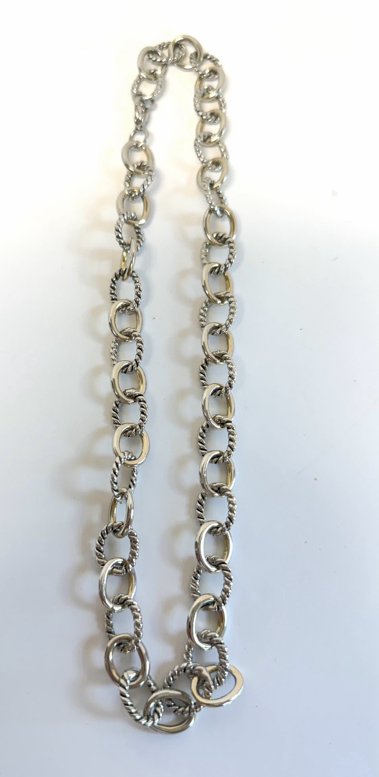 Designer Inspired Two Tone Oval Twisted Cable Link Chain Necklace EUC
