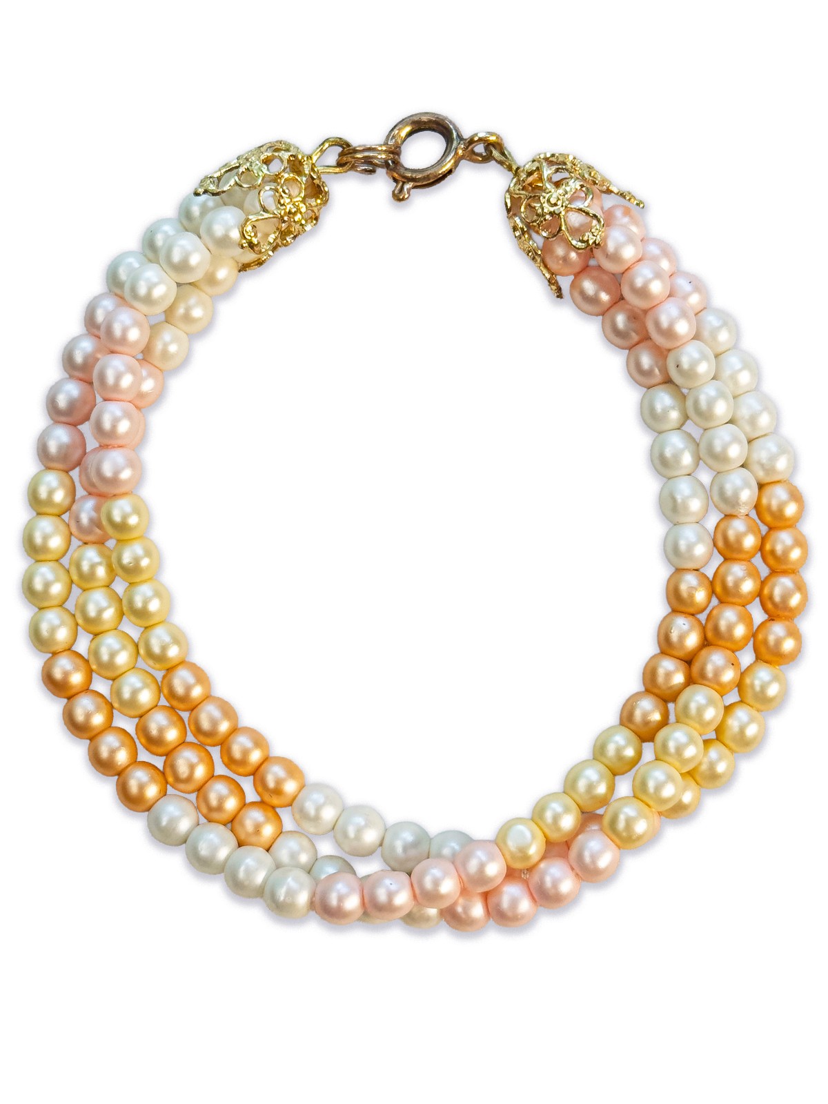 Chic 3-Strand Multi-Strand Faux Pearl Multi-Color Bracelet 7 inch