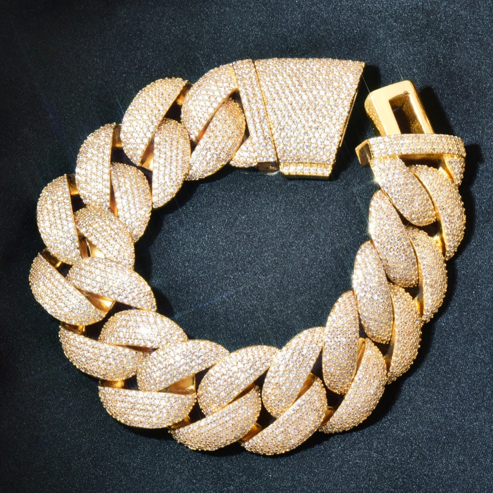 20MM 5AAA+ CZ Hop Hip Ice Out Miami Cuban Chain Bracelet 14k Real Gold Plated