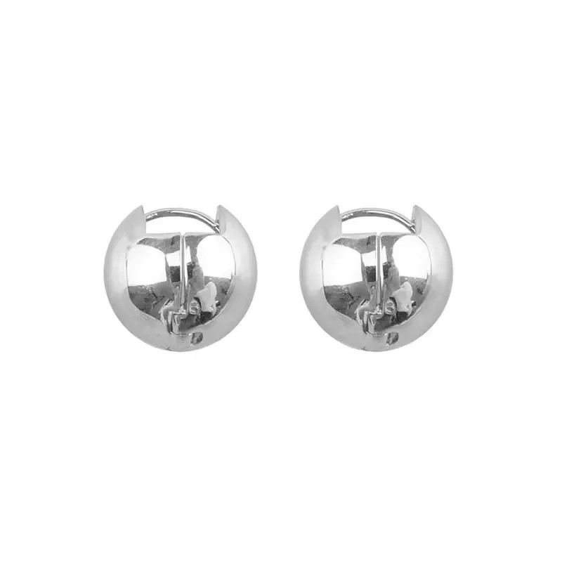 925 Sterling Silver Ball Huggie Earrings Women Minimalist Daily Jewelry