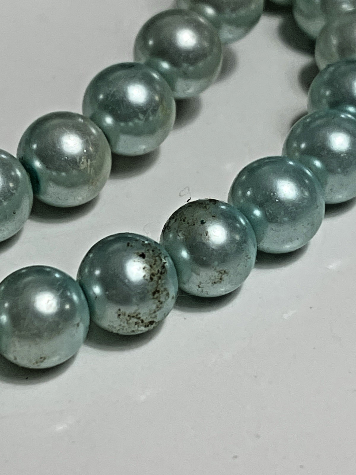 Light Blue Faux Pearl Mother of Pearl Shell Shard Statement Toggle Necklace 27in