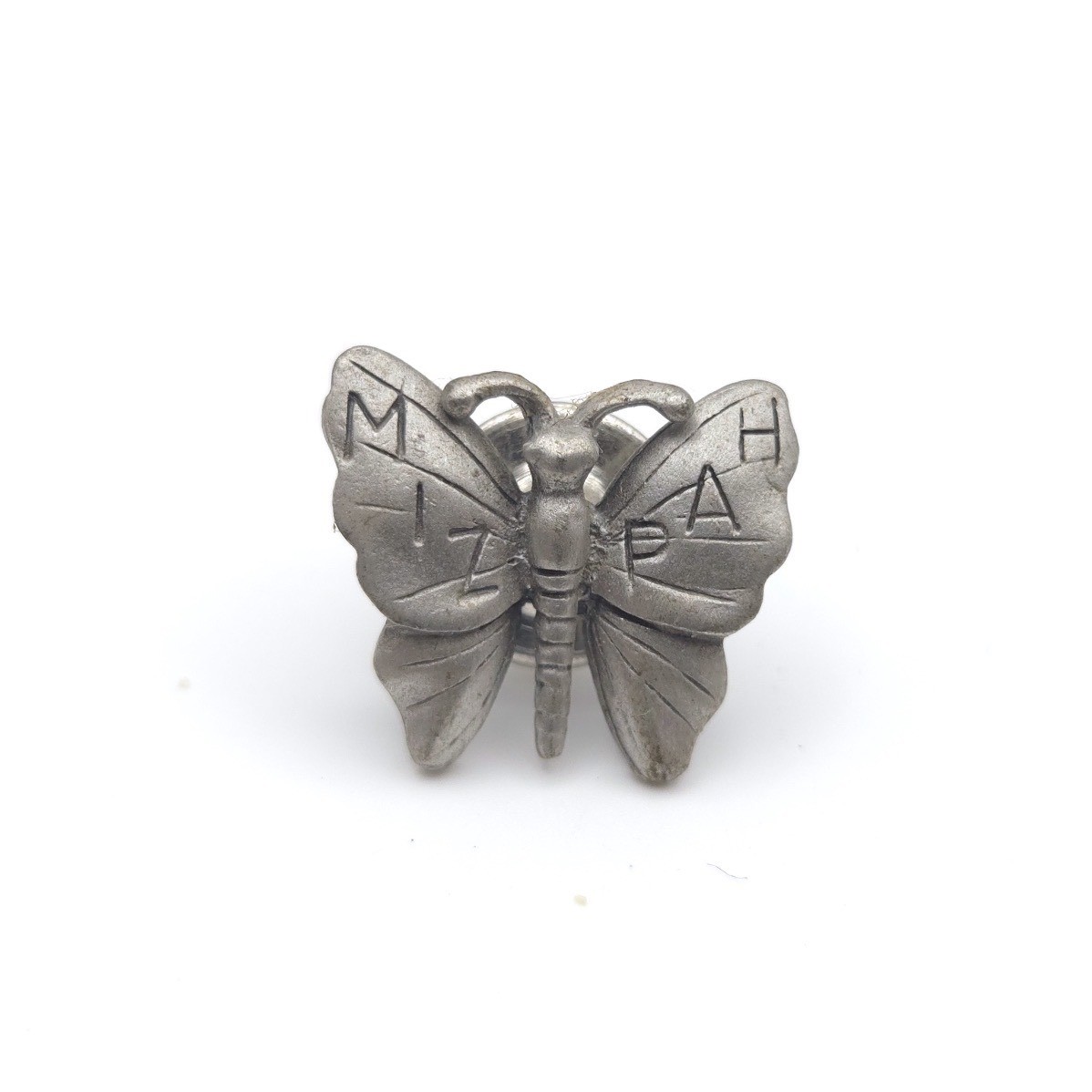 Vintage Mizpah Butterfly Pin Silver Tone Sentimental Lapel Pin Tie Tack