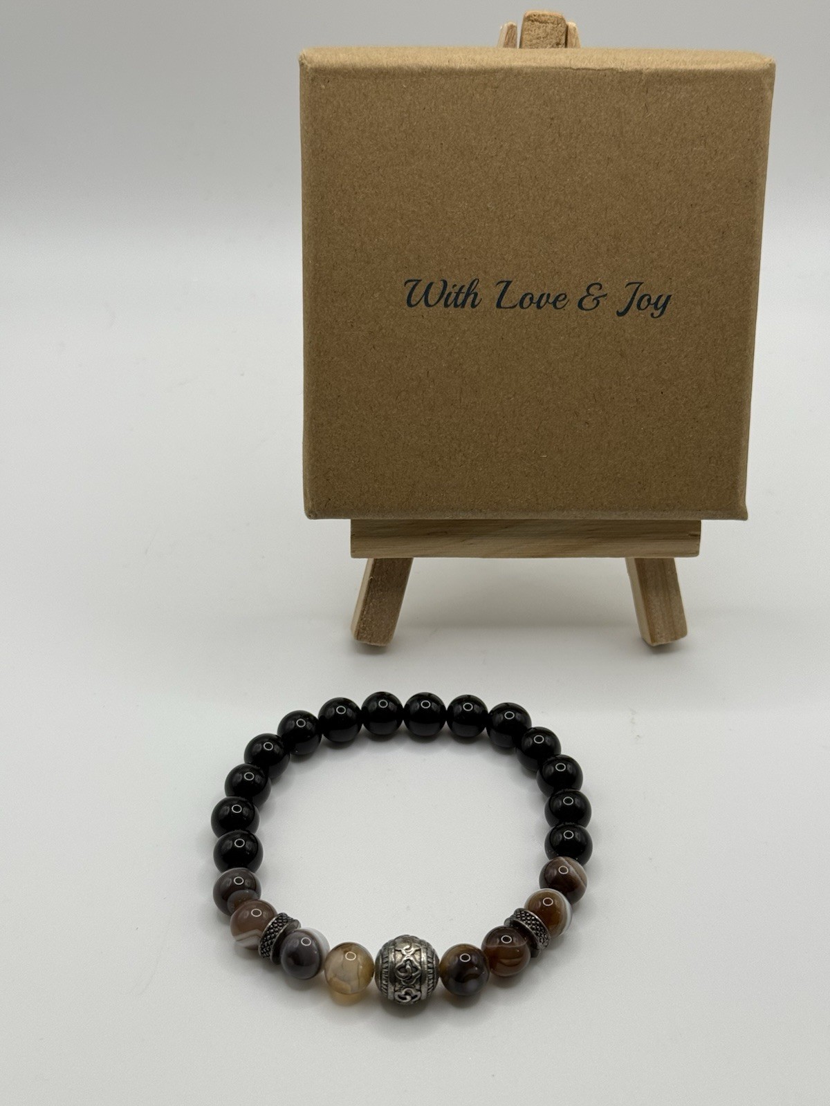 Beaded Bracelet Dark Brown With Silver Tone Accents – NWOT- Great Price!