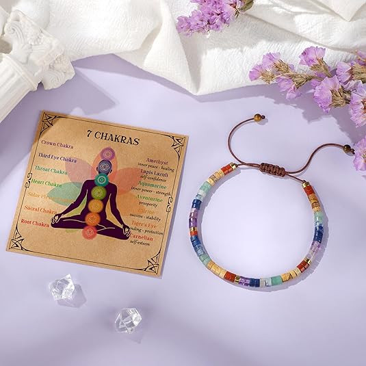 7 Chakra Gemstone 4mm Beads Natural Crystal Healing Reiki Dainty Bracelet Gift