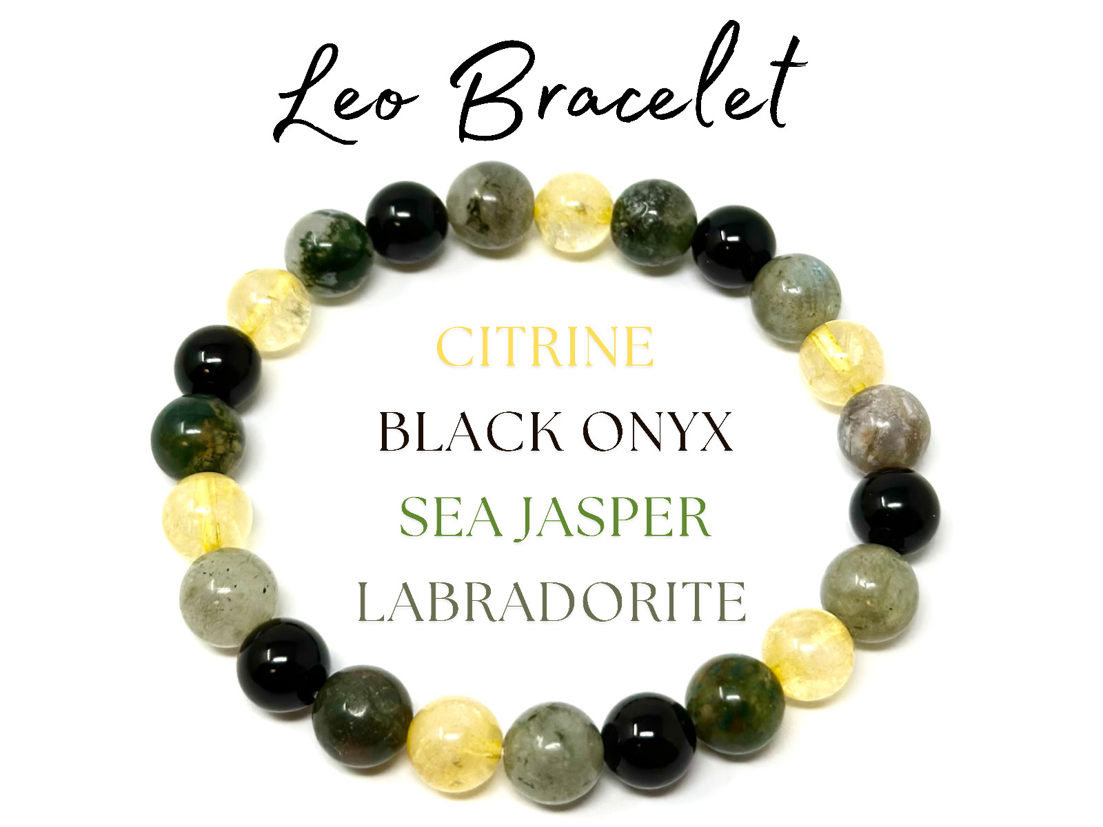 Leo Zodiac Bracelet: 8 mm Natural Crystal Beads (Leo Birthstone Bracelet)
