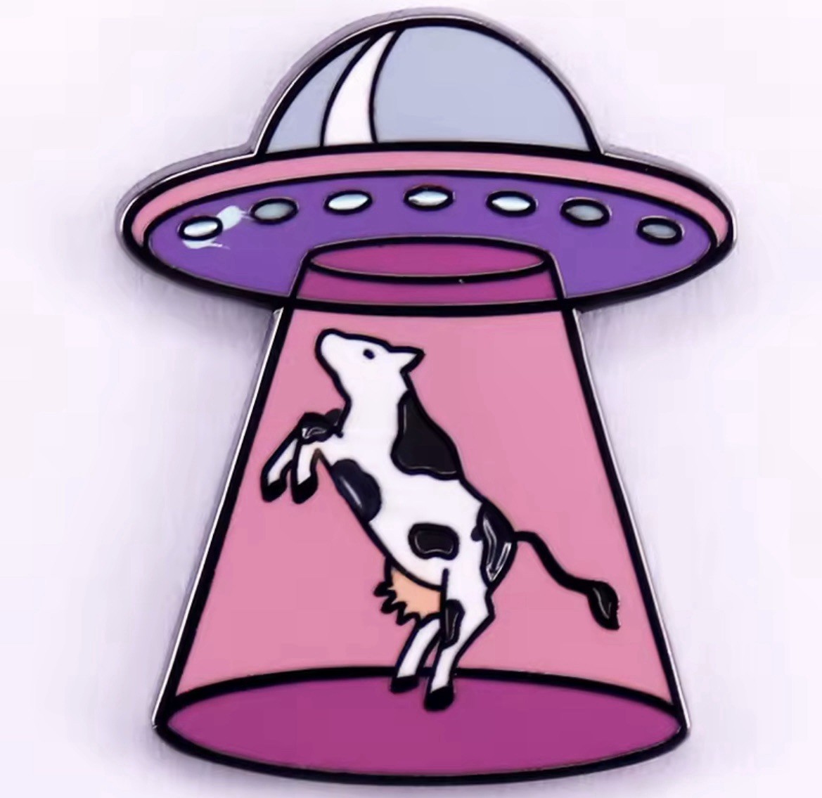 UFO Abduction Cow Style 1pc Pin Rubber Backer Alien Abduction Pin FREE SHIPPING