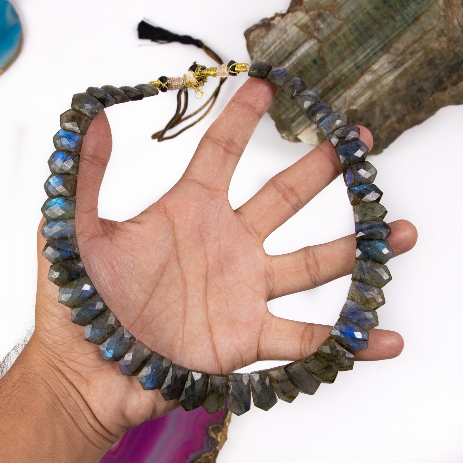 Labradorite Fancy Shape Layout Necklace, 9X13MM To 10X20MM, Faceted Gemstone