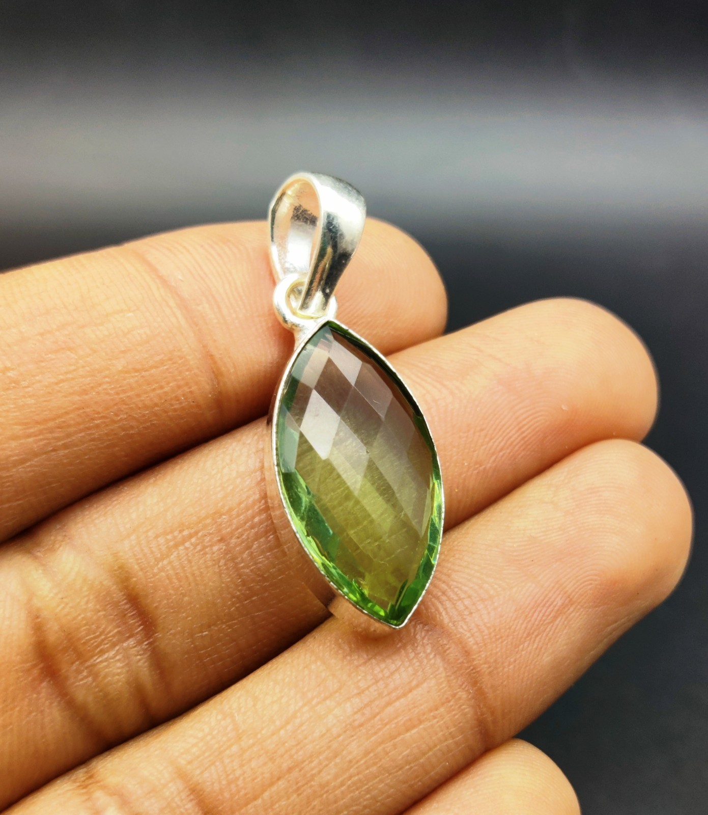 Gorgeous Green Amethyst Pendant 925 Sterling Silver pendant Handmade Jewellery