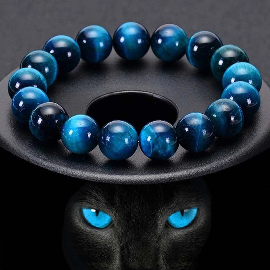 1Pc Blue Tiger Eye Stone Beaded Bracelet 6/8/10mm Natural Strand Jewelry