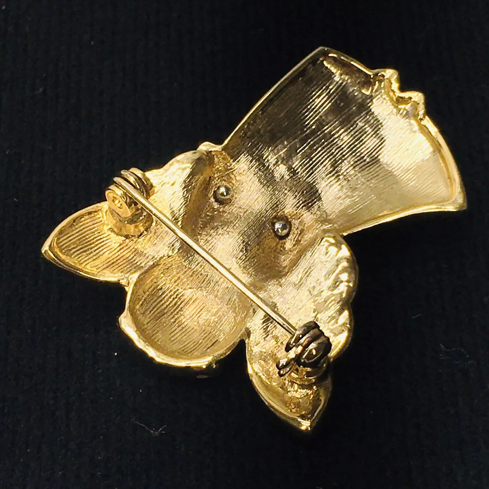 VTG‼ Gold Tone Shy Angel Enamel Wings Rhinestone Star Christian Pin Brooch • VG‼