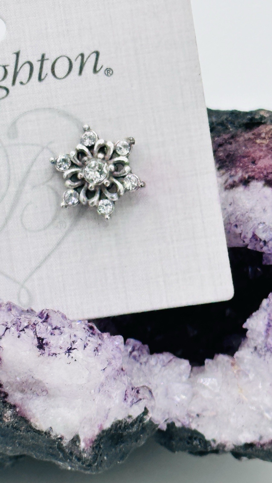 Brighton Crystal Snowflake Stud Earrings Silver Plated Floral Starburst Petite
