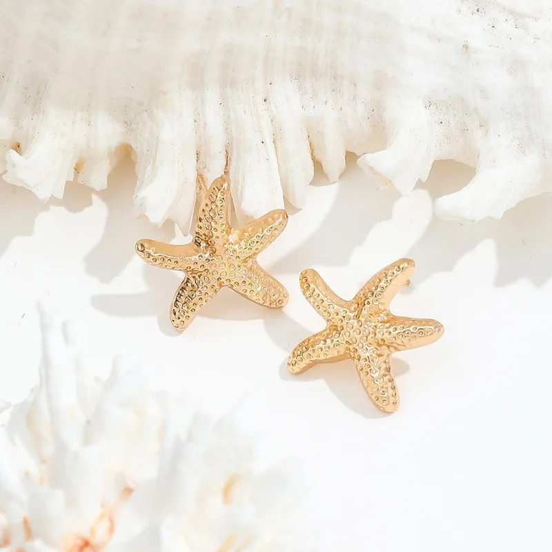 1 Pair Geometric Temperament Casual Starfish Bolt Earrings Summer Simple