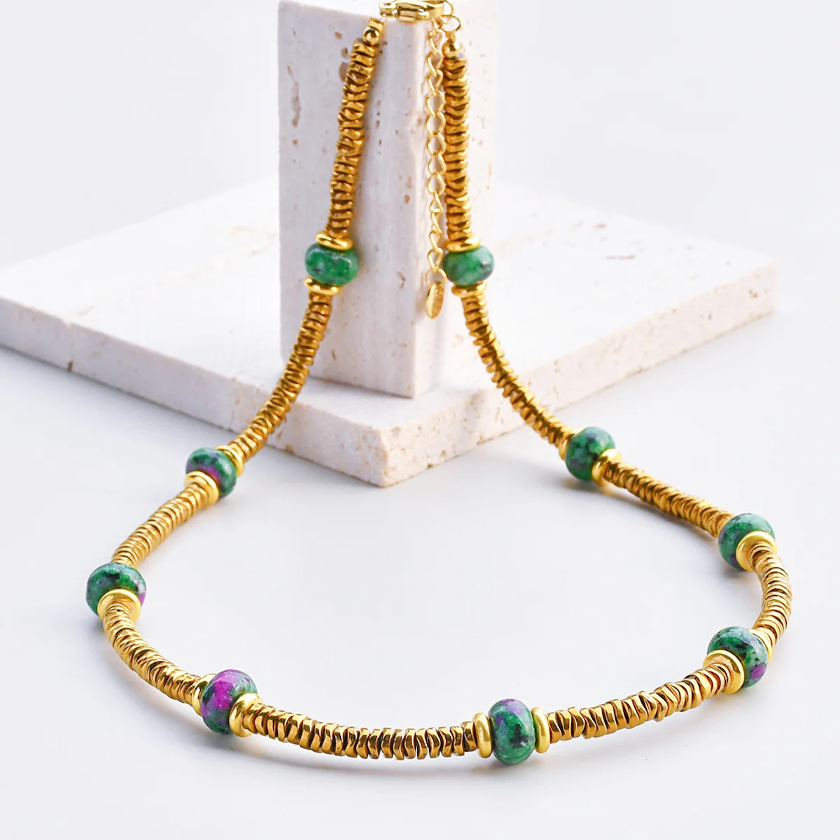 Loe| Bohemian Natural Stone Necklace for Women.1Pcs.316L Stainless Steel.Luxury