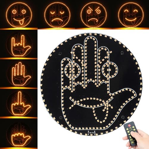 Finger Car Light with Remote – 4 Emojis & 4 Gestures – Cool LED Sign – Road