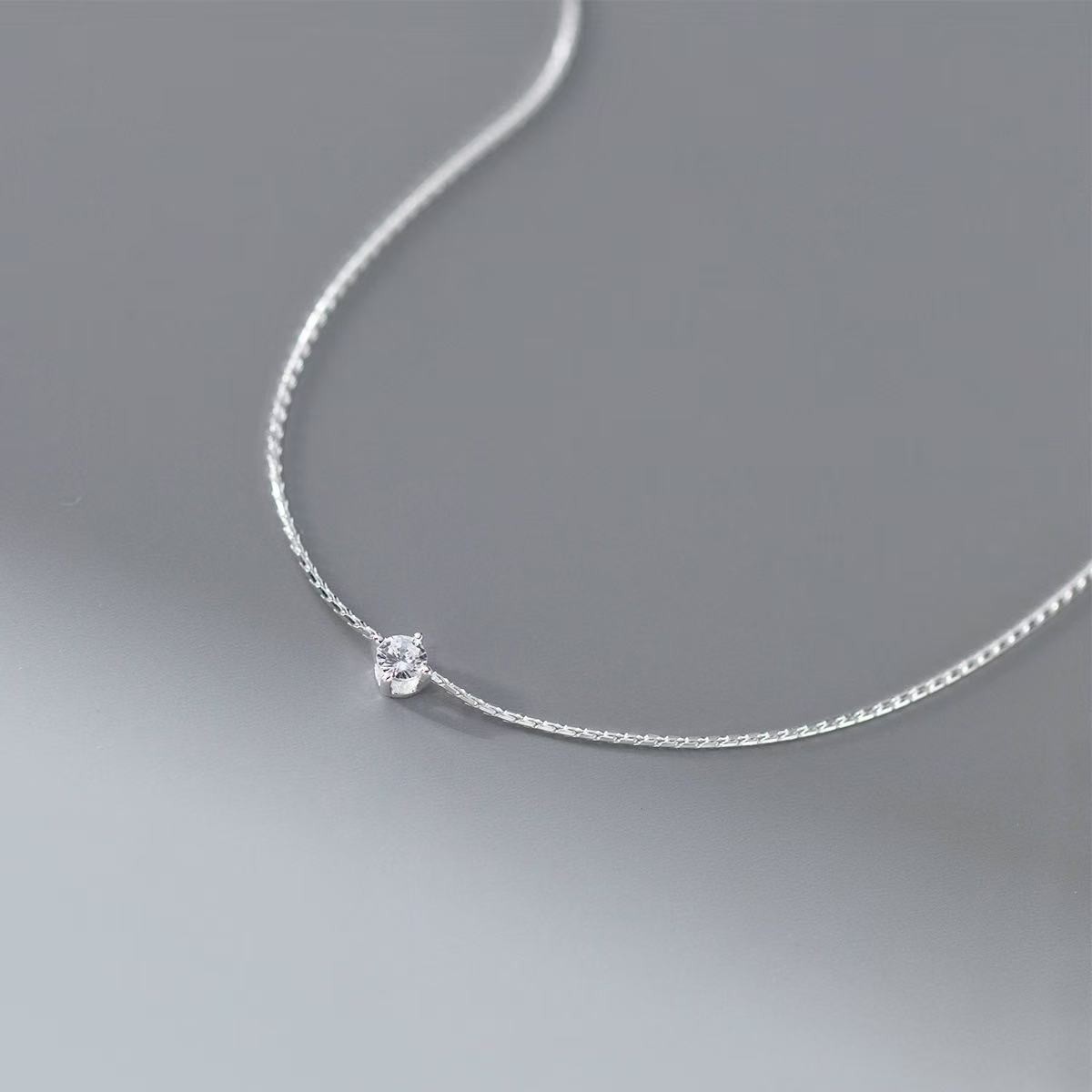 Women Real S925 Sterling Silver Cute CZ Thin Bracelet Bangle 7.5 inches