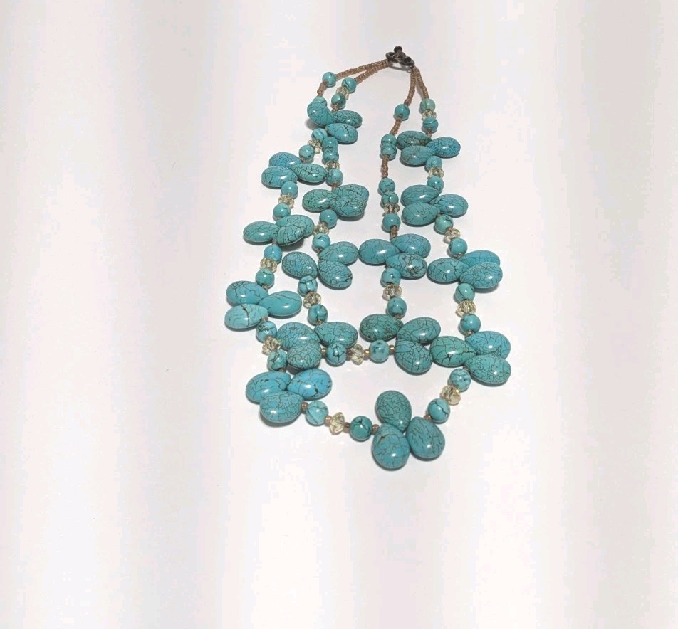 Layered Cluster Howlite Necklace With Multicolor Glass & Acrylic Beads. BOHO