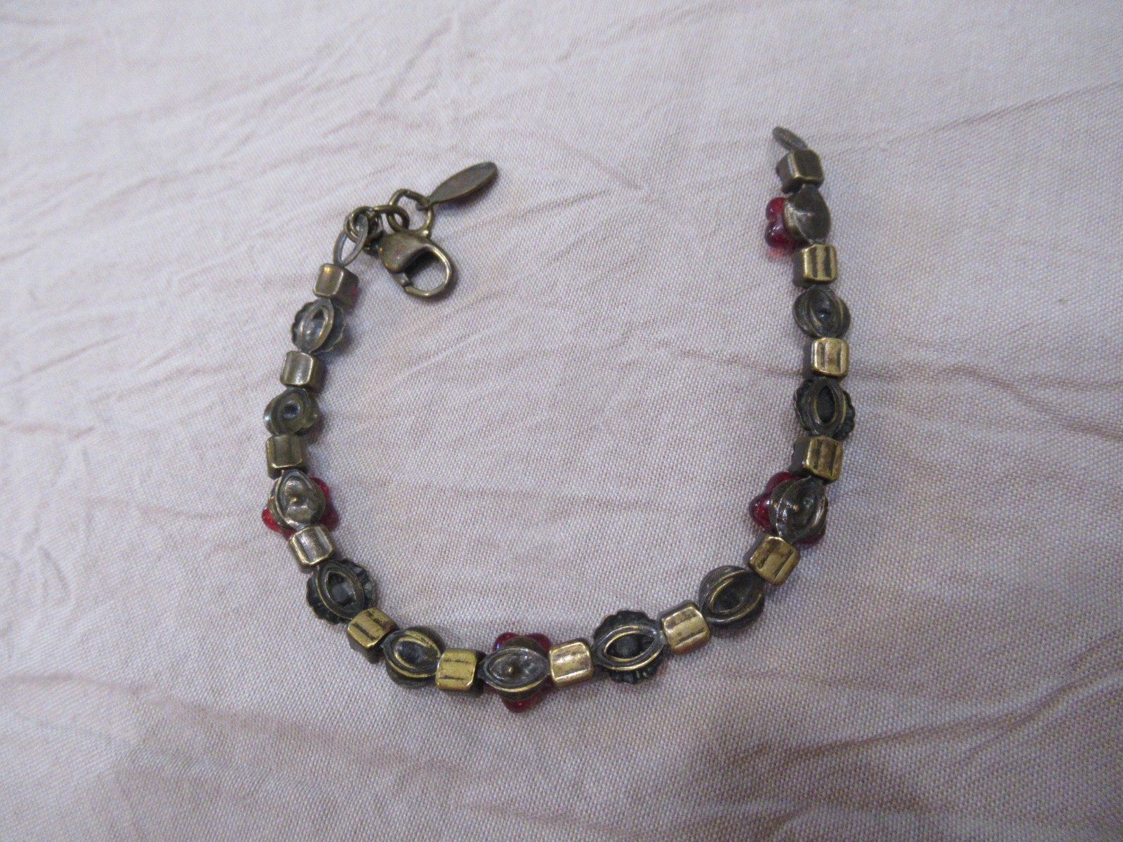Sorrelli Red Rose Gold Austrian Crystal Rhinestone Bronze Tone Bracelet