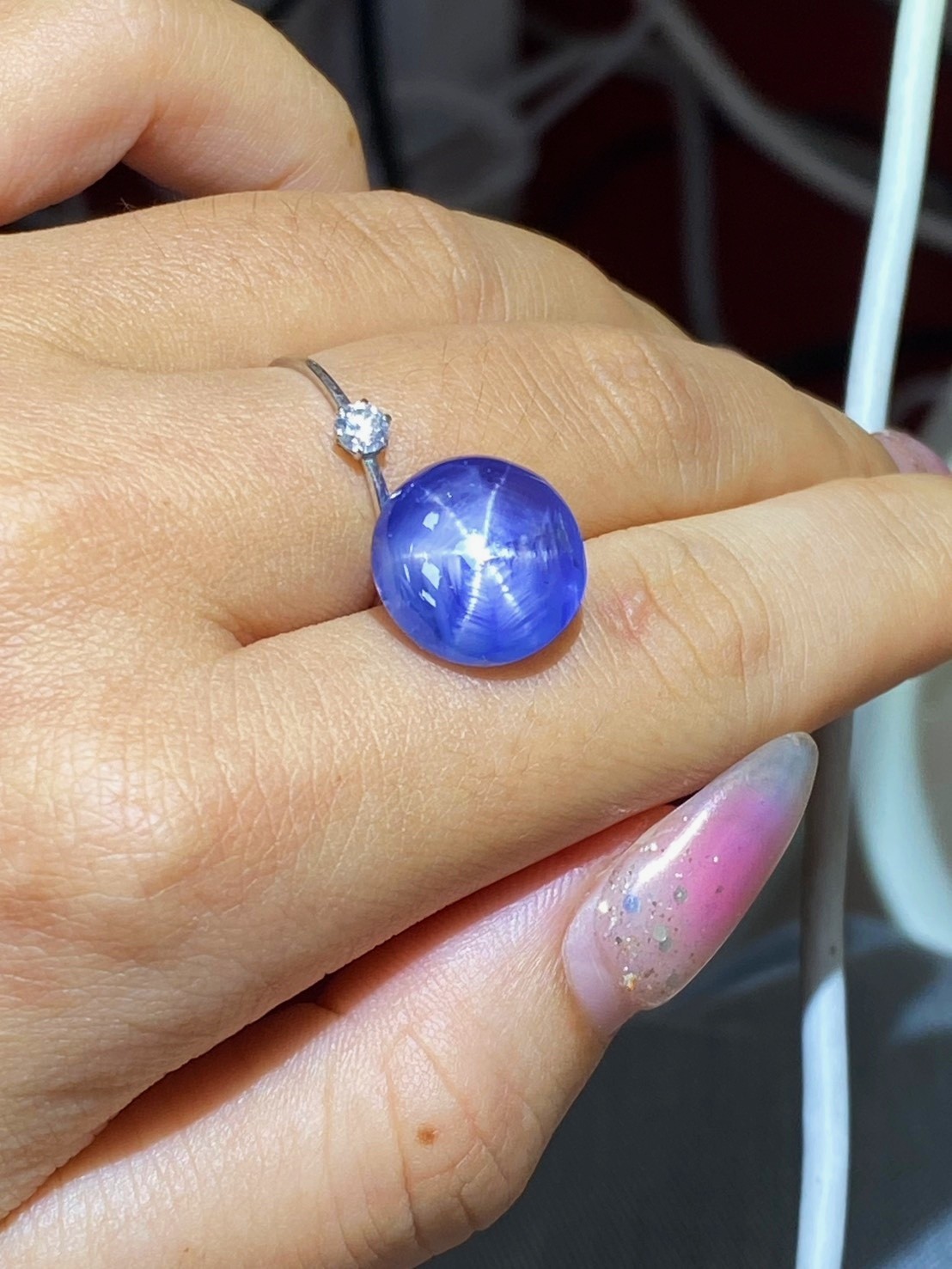 [jerseychou] Natural Star Sapphire 13.42 ct , Sri Lanka, No heat ,AIG
