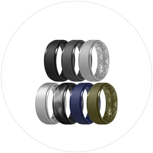 Egnaro Men’s Rings 8.5mm Wide-2mm Thick Inner Arc Ergonomic Breathable Rubber