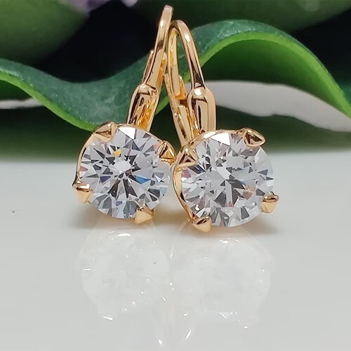 2.50Ct Round Cut Simulated Diamond Stunning Drop Earring 14K Yellow Gold Plated