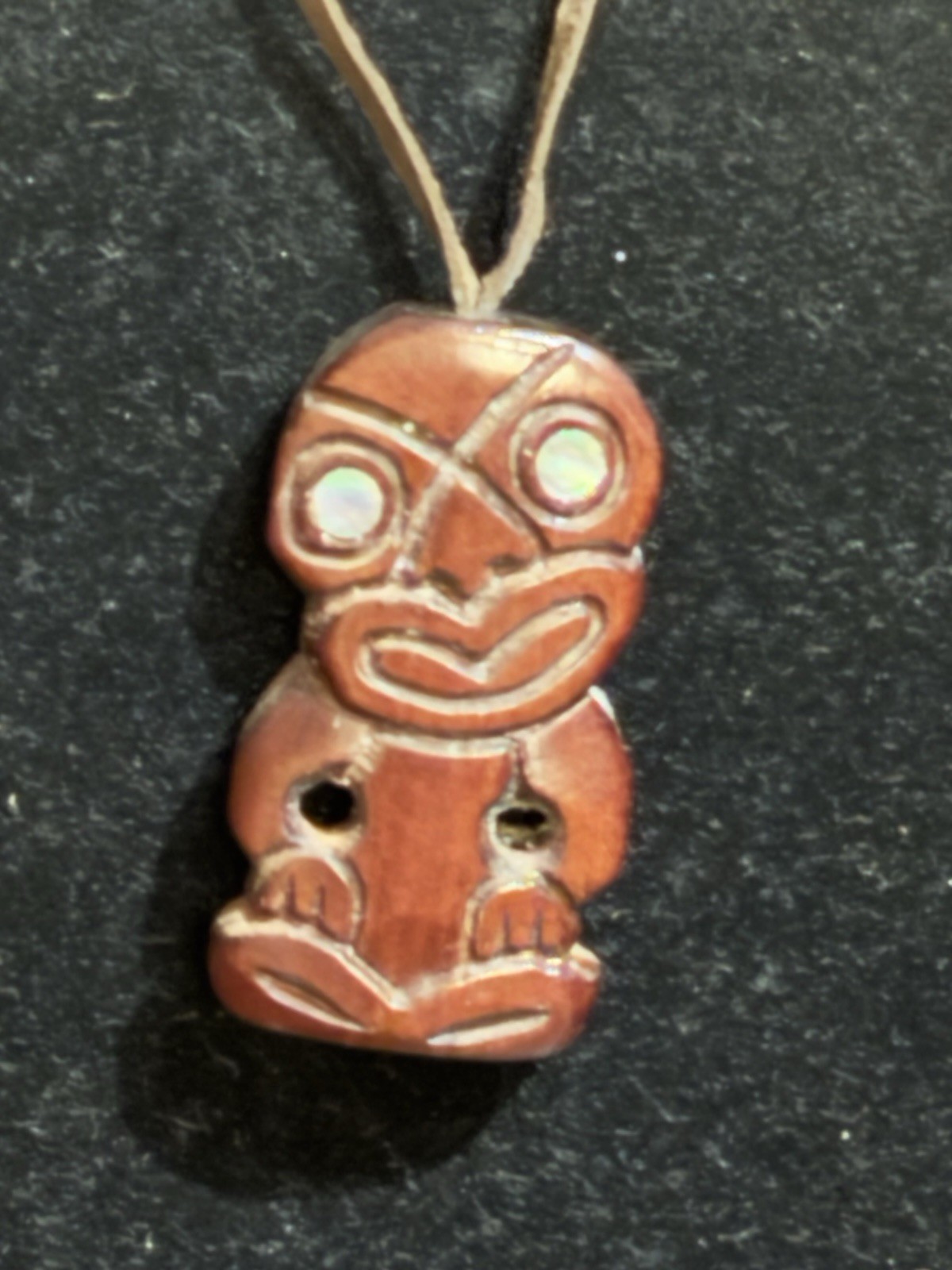 Craved In Rotorua Tikiwood Necklace On Leather Rope