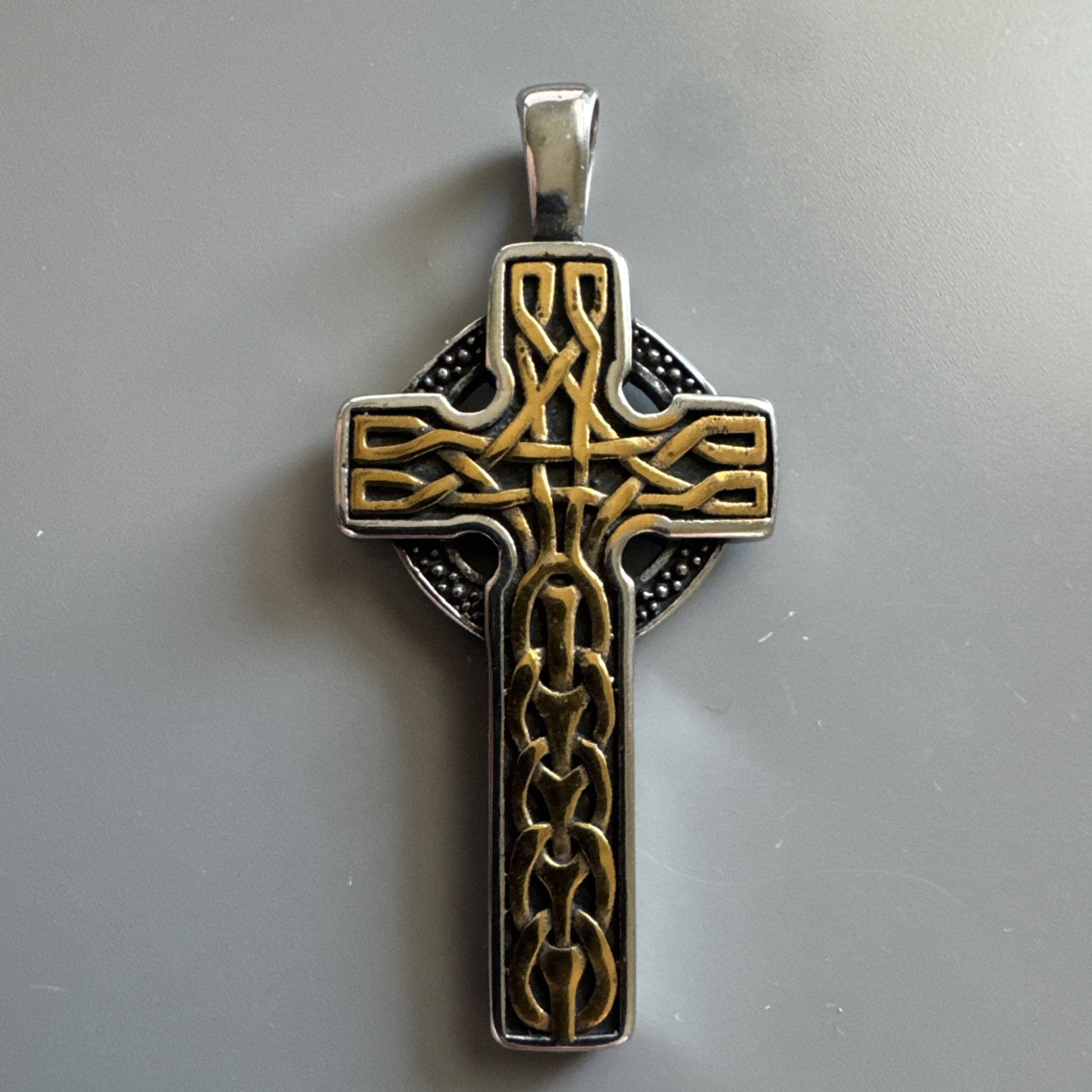 Celtic Cross Pendant Halo Gold/Silver Stainless Steel 24 Inch Chain Unisex Gift