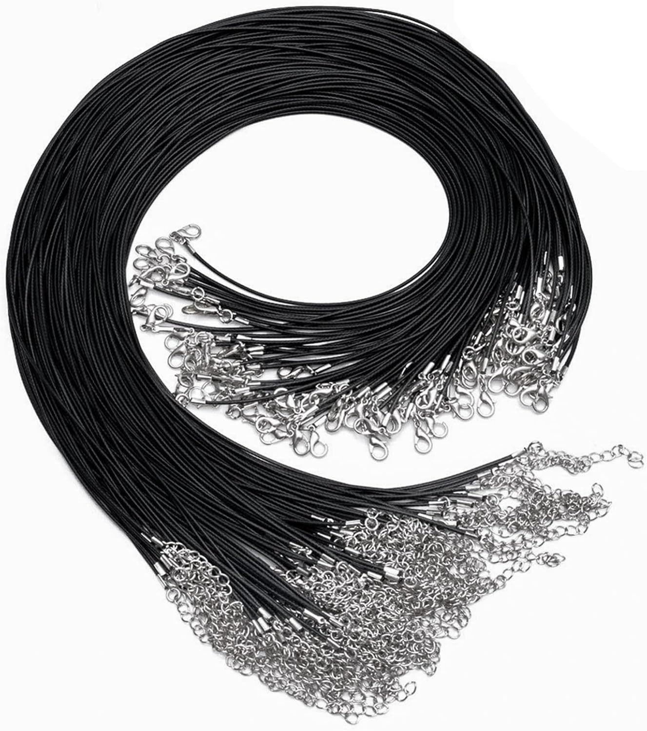 Necklace Cord Bulk, Waxed Necklace Chain, Black Waxed Necklace Cord String for J