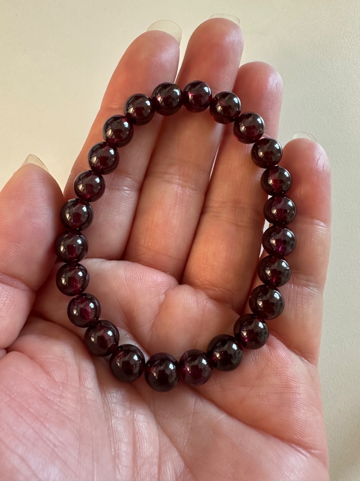 7.8mm Natural Red Garnet Crystal Round Gemstone Beads Stretch Bracelet