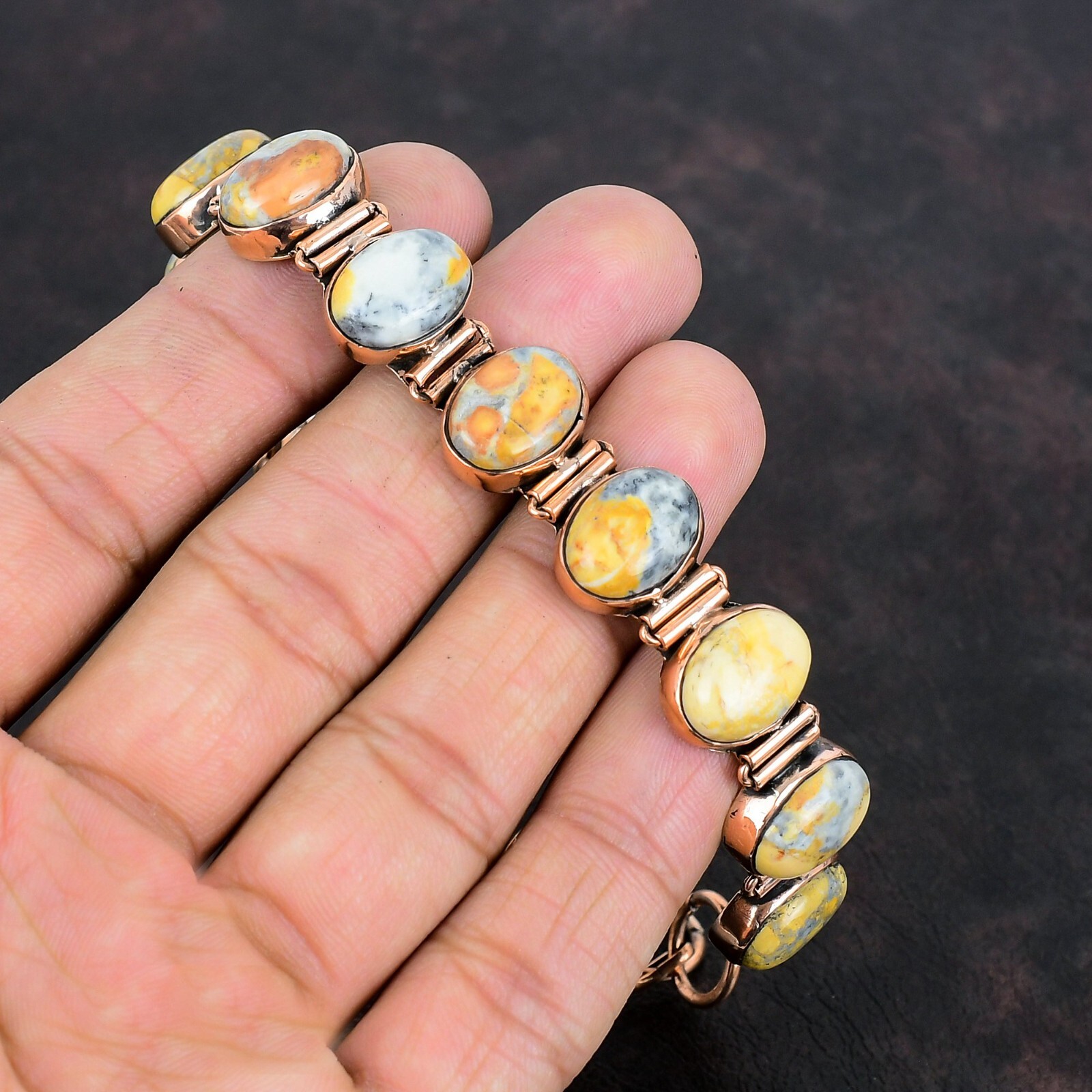 Womens day Deal Oval Maligano Jasper Gemstone Copper Elegant Engagement Bracelet