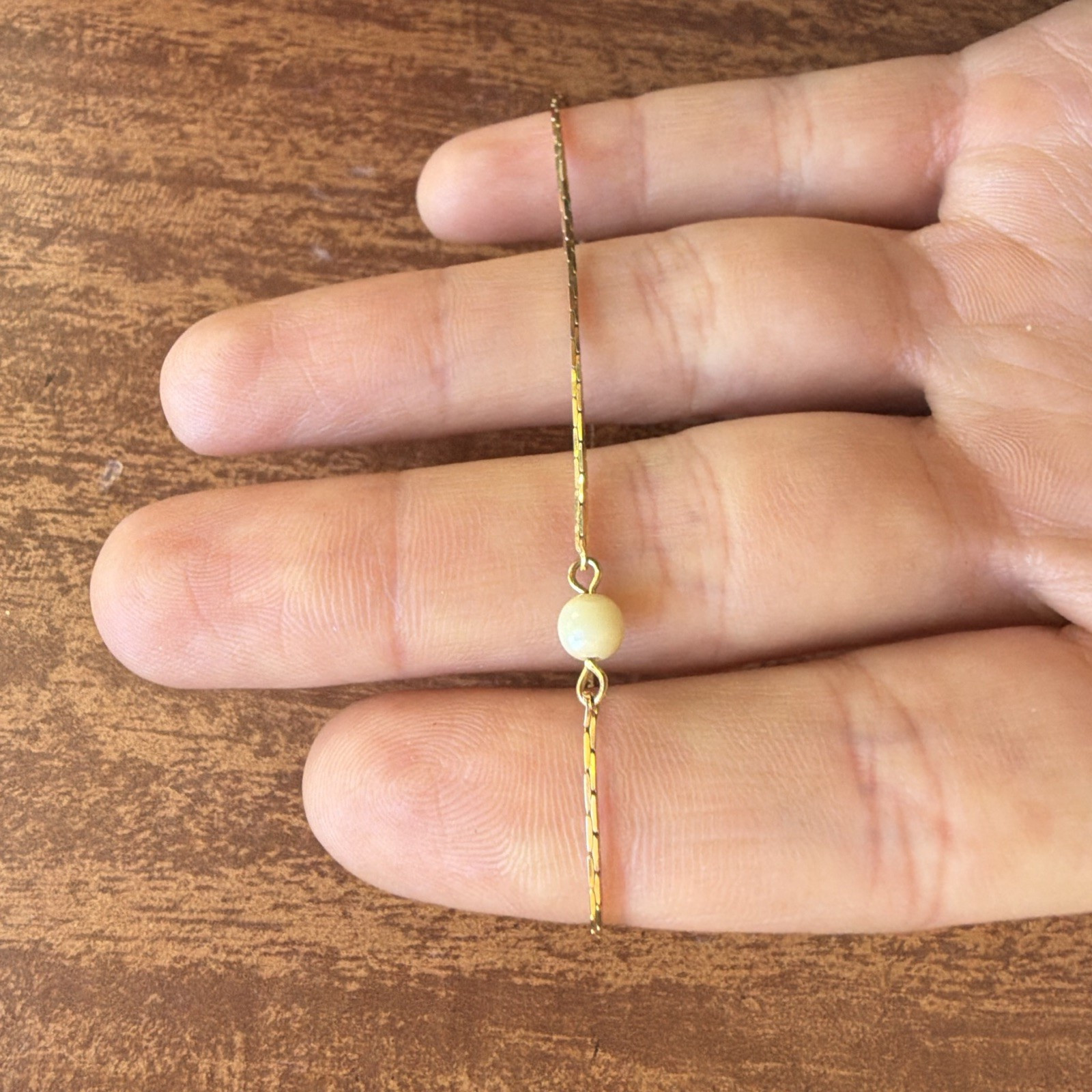 Trifari Gold Snake Chain Beaded Bracelet Spring Ring Clasp Signed