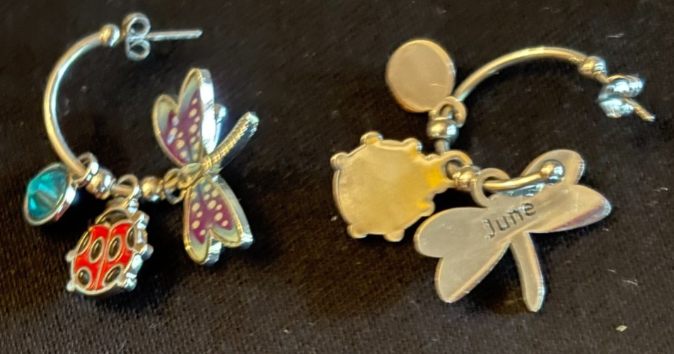 2011 Willabee&Ward 12-Mo Charm Pierced Dangle Hoop Earrings Set in Display Case