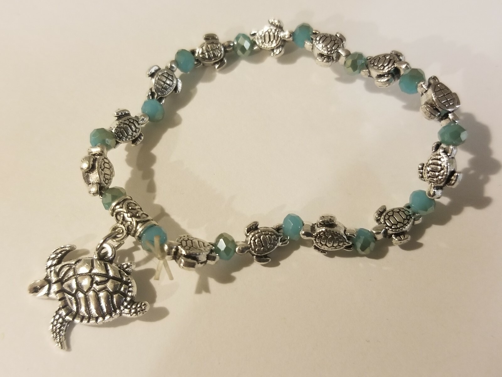 Turtle Bracelet with Beautiful Lab Created Moon Sapphire & 14k Gold Overlay