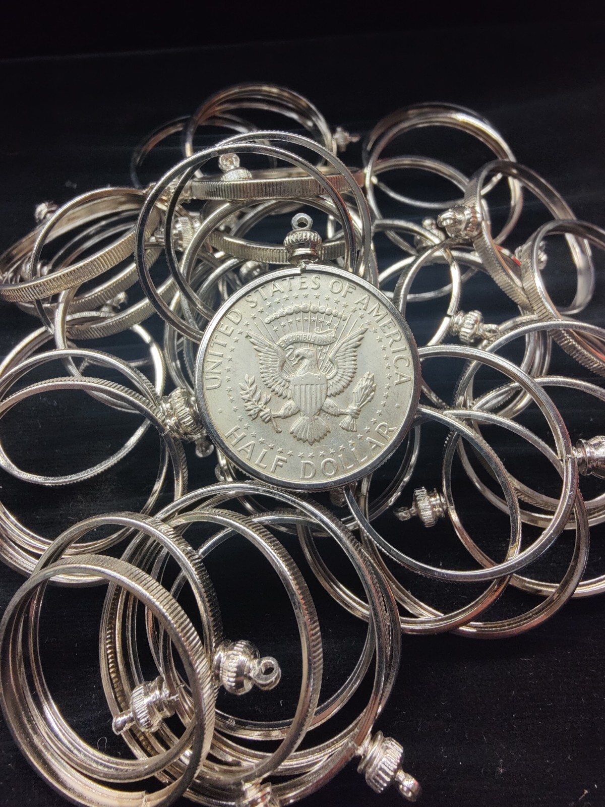 10pcs NicklePlated HalfDollar Coin Holder Pendant Style Necklace Free Ship USA