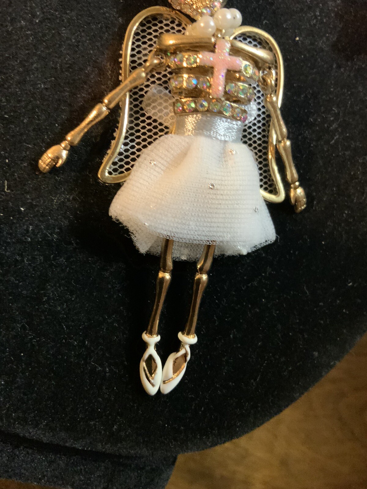 Betsey Johnson White Angel with Dangling Devil Necklace Extremely Rare – 1