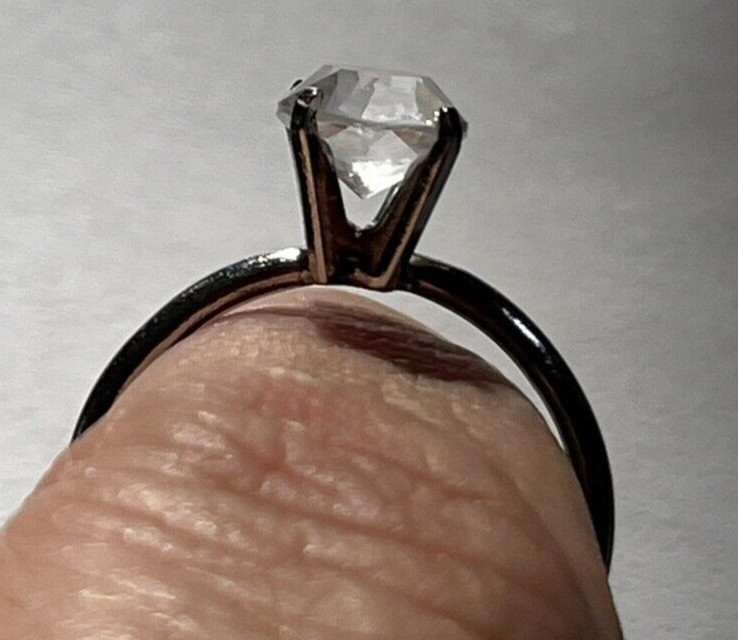 Round BRILLIANT Cut Clear CZ Crystal Engagement Promise Ring Sz 7 signed