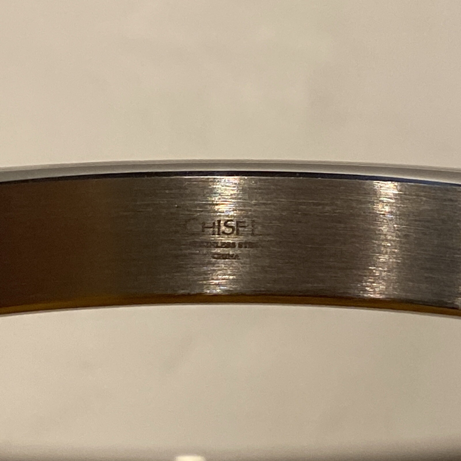 Chisel Bracelet Bangle Style. Stainless Steel w/ Ice Blue Rhinestones. 0.5” Wide