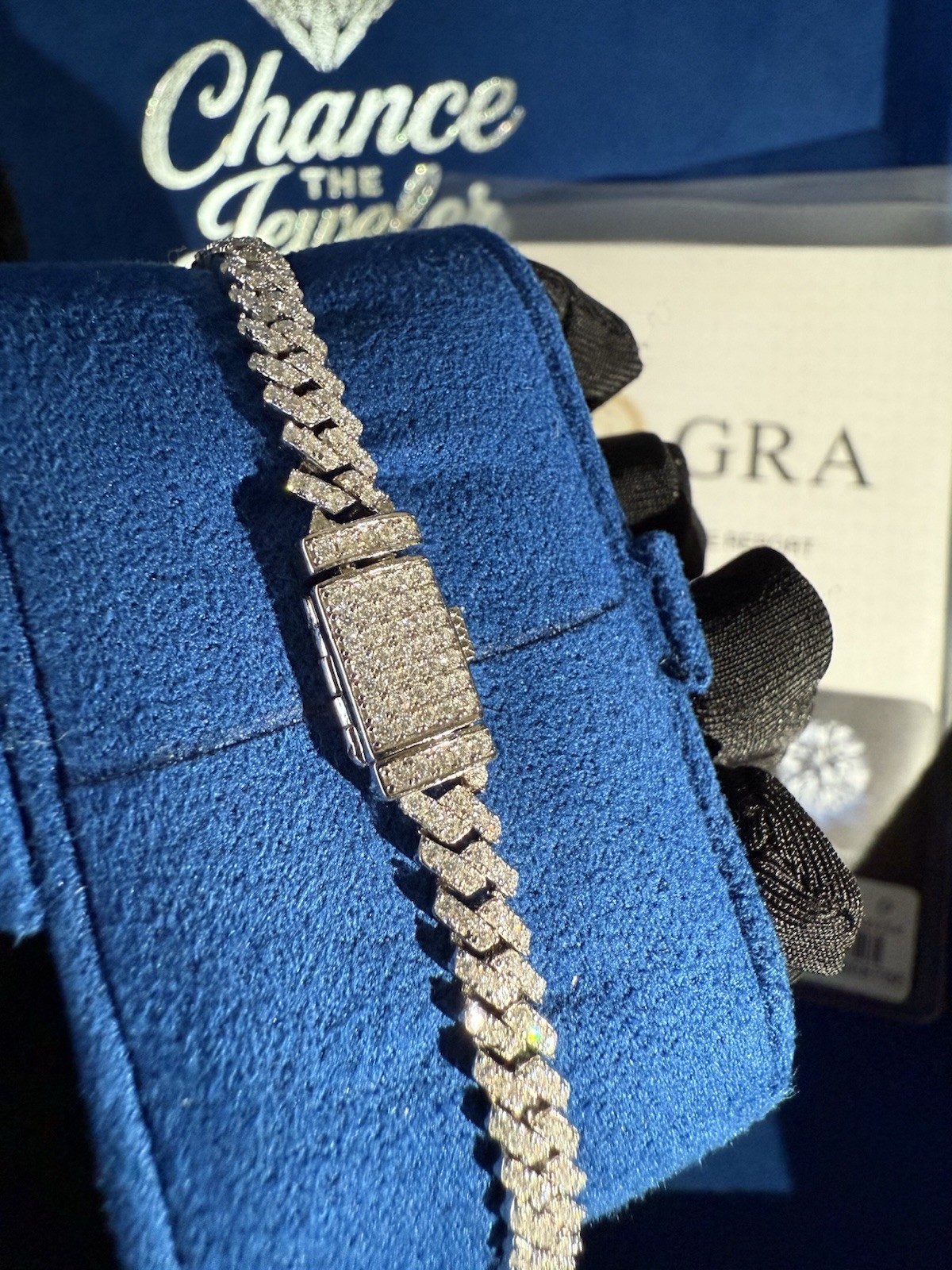 ✅Moissanite miami Prong Chain Iced 925 Silver bracelet