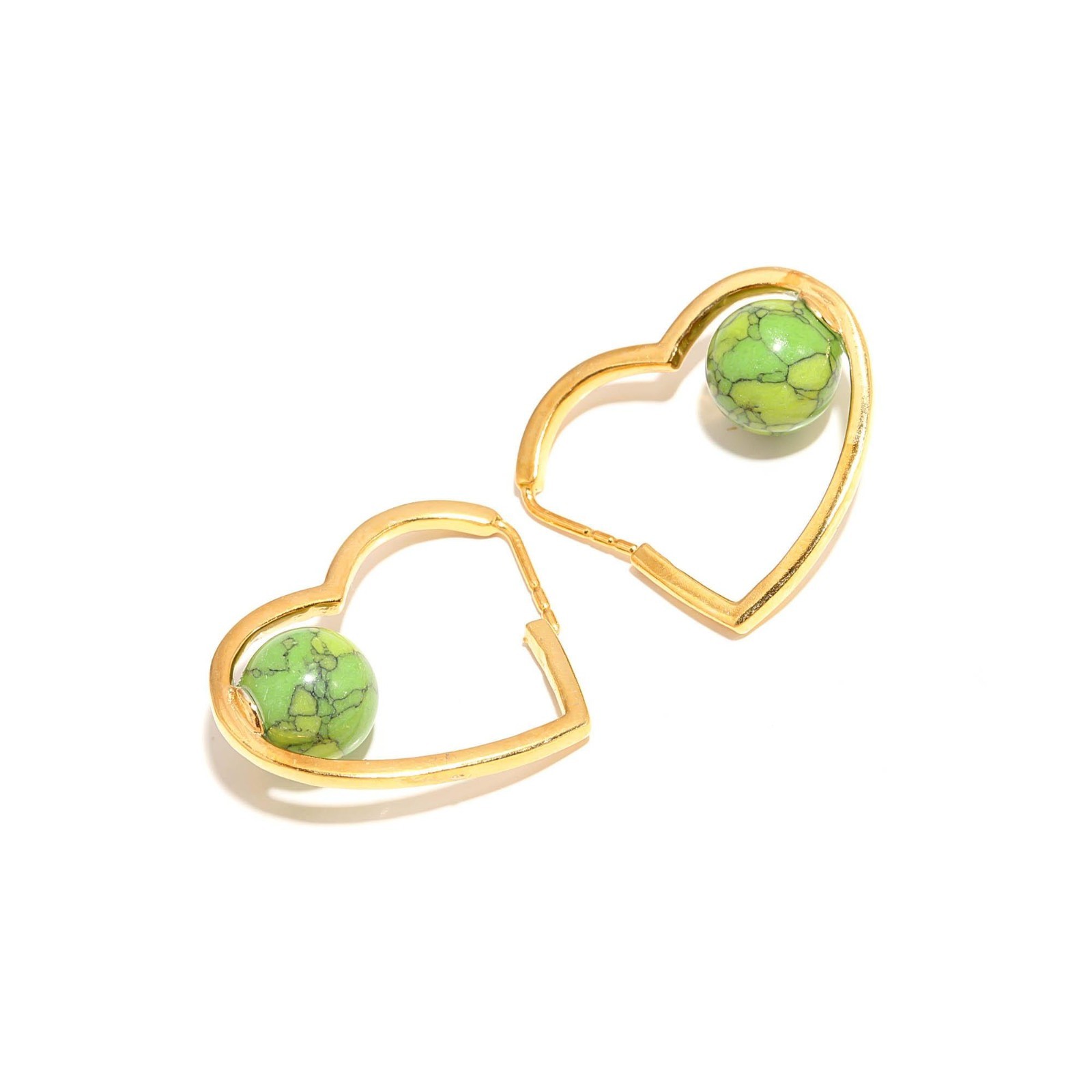100% Natural Jasper Ball Dangle Earrings Gold Plated 925 Sterling Silver Jewelry
